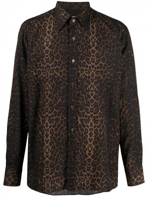 Рубашка с леопардовым принтом и длинными рукавами TOM FORD. Цвет: коричневый