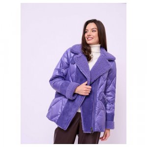 Куртка , демисезон/зима, средней длины, силуэт прямой, ультралегкая, манжеты, стеганая, карманы, подкладка, съемный капюшон, утепленная, влагоотводящая, ветрозащитная, размер 46, фиолетовый Franco Vello. Цвет: фиолетовый