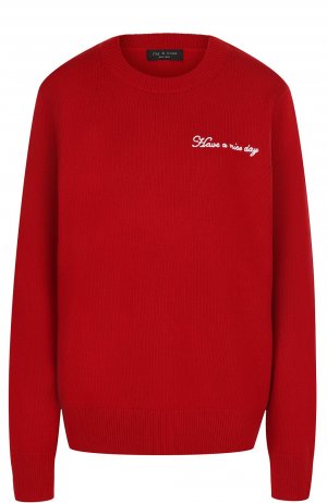 Пуловер из смеси шерсти и кашемира с круглым вырезом Rag&Bone. Цвет: красный