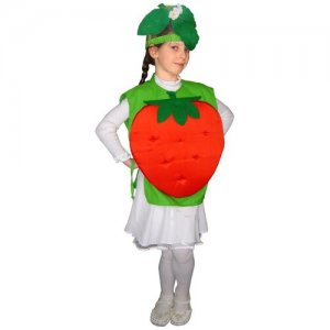 Карнавальный костюм для детей Клубничка в платье детский, 104-134 см Волшебный мир