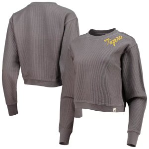 Женская лига, студенческая одежда, темно-серый укороченный пуловер LSU Tigers с шнуровкой из дерева Unbranded