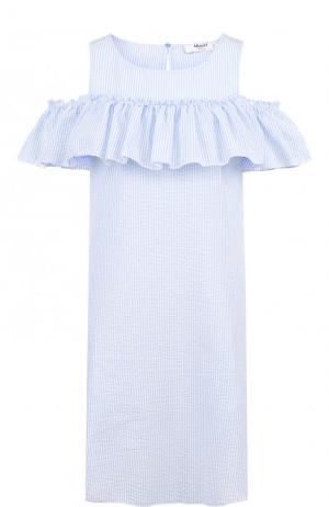 Мини-платье в полоску с оборкой Blugirl. Цвет: голубой