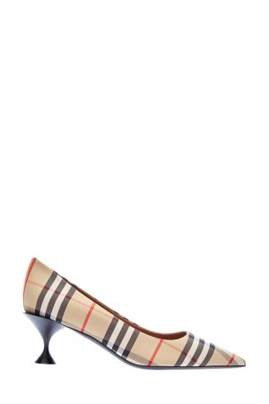 Туфли-лодочки из габардина с каблуком оригинальной формы BURBERRY. Цвет: мульти