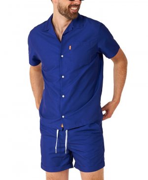 Мужская рубашка королевского темно-синего цвета с короткими рукавами и усилителем; Комплект шорт OppoSuits, синий Opposuits
