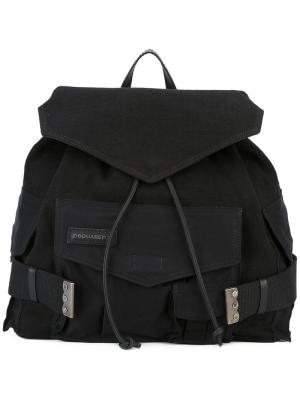 Рюкзак в стиле милитари Dsquared2. Цвет: чёрный