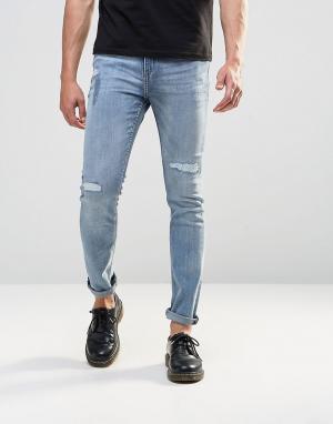 Зауженные джинсы с заплатками Cheap Monday. Цвет: синий