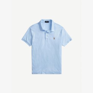 Рубашка-поло приталенного кроя из хлопкового джерси с короткими рукавами и вышитым логотипом , синий Polo Ralph Lauren