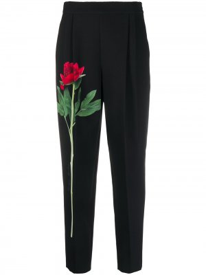 Укороченные брюки с цветочным принтом Boutique Moschino. Цвет: черный