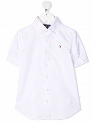 Рубашка с короткими рукавами и логотипом Polo Pony Ralph Lauren Kids. Цвет: белый