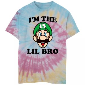 Футболка Luigi I'm Lil Bro для мальчиков 8–20 лет с тай-дай Nintendo