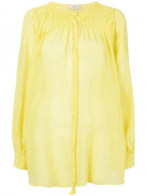 Рубашка на пуговицах Maison Flaneur. Цвет: желтый