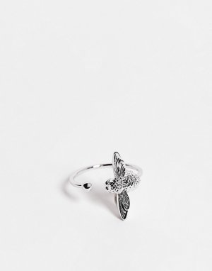 Серебристое кольцо с трехмерной пчелой -Серебристый Olivia Burton