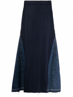 Джинсовая юбка с плиссированной вставкой Alexander McQueen. Цвет: синий