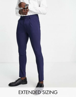 Суперузкие брюки 'Tower Hill' из камвольной смеси эластичной шерсти темно-синего цвета Noak