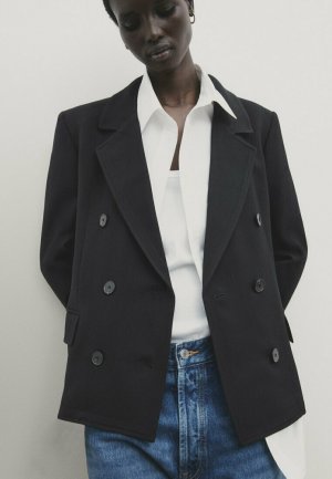 Пиджак Double-Breasted Cropped , черный Massimo Dutti