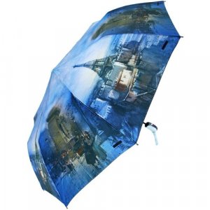 Зонт , полуавтомат, 3 сложения, купол 100 см., 9 спиц, система «антиветер», чехол в комплекте, для женщин, синий EIKCO. Цвет: фиолетовый/сиреневый