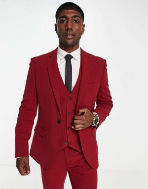 Супероблегающий бордовый пиджак ASOS DESIGN