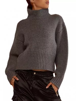 Шерстяной свитер с высоким воротником , серый Cynthia Rowley