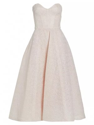 Текстурированное платье-бюстье без бретелек , цвет powder Monique Lhuillier
