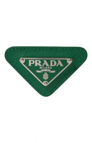 Кожаный значок Prada. Цвет: зелёный