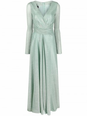 Драпированное платье с эффектом металлик Talbot Runhof. Цвет: зеленый