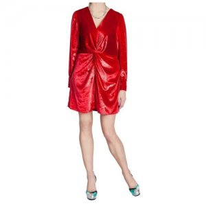 Платье мини бархатное красное с драпировкой Iya Yots. Цвет: красный