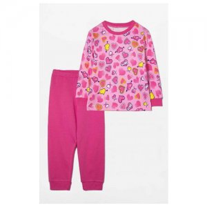 Пижама для девочки Цвет розовый сердечки Размер 92 Ткань интерлок - 100% хлопок Lokki. Цвет: розовый