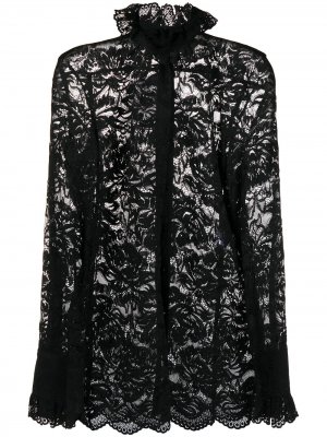 Кружевная полупрозрачная блузка Paco Rabanne. Цвет: черный