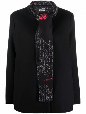 Пиджак с шарфом и принтом Love Moschino. Цвет: черный