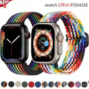 Плетеный ремешок-петля для Apple Watch Band 44 мм, 40 49 45 41 42 38 нейлоновый браслет Solo, серия iWatch Ultra 8, 7, 6, 5, 4 SE, умные часы, наручные часы VA VOOM