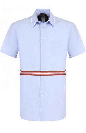 Хлопковая рубашка с короткими рукавами No. 21. Цвет: голубой