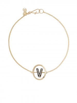 Золотой браслет с инициалом V и бриллиантами Annoushka. Цвет: желтый