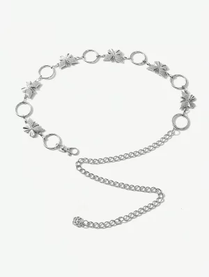 ICON Серебряная поясная цепочка со стразами в форме бабочки, серебро SHEIN