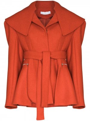 Шерстяной пиджак с поясом Richard Malone. Цвет: оранжевый