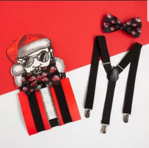 Набор мужской : подтяжки и галстук-бабочка Крутой Санта KAFTAN. Цвет: черный