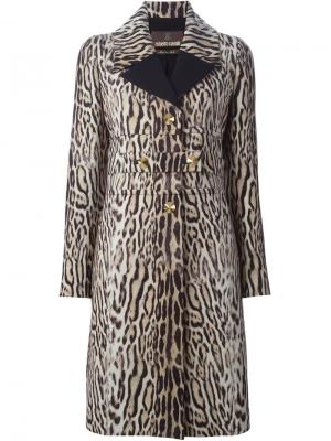 Пальто с леопардовым принтом Roberto Cavalli. Цвет: телесный