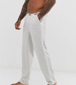 Серые меланжевые пижамные брюки с полосками по бокам и фирменным поясом -Серый ASOS DESIGN