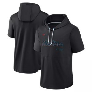 Мужской черный пуловер с капюшоном Miami Marlins Springer Team короткими рукавами Nike