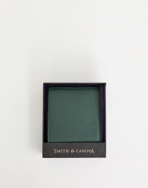 Зеленый кожаный бумажник Smith & Canova And. Цвет: зеленый