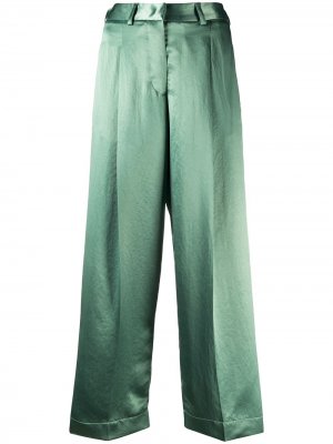 Атласные брюки прямого кроя Jejia. Цвет: зеленый