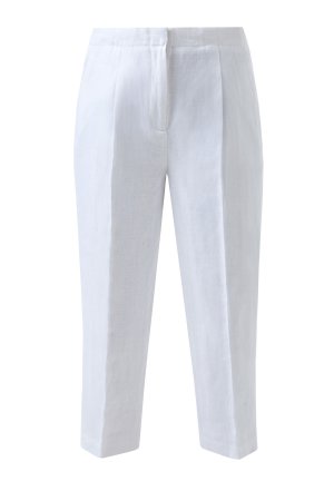 Укороченные брюки изо льна с заложенными складками MICHAEL Kors. Цвет: белый