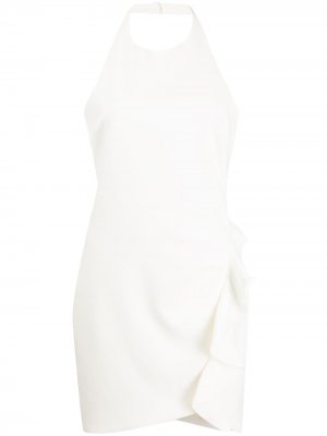 Платье мини с оборками и вырезом халтер Likely. Цвет: белый