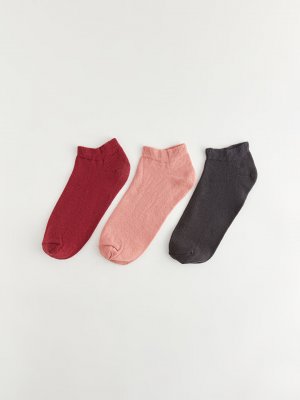 Женские носки на плоской подошве, 3 пары носков LCW ECO, вишнево-красный Eco