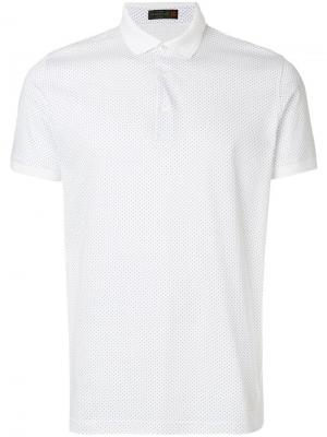 Рубашка-поло с узором из точек Corneliani. Цвет: белый
