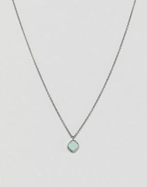Серебристое ожерелье-цепочка с яшмой Aetherston. Цвет: серебряный