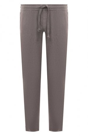 Льняные брюки Fedeli. Цвет: серый