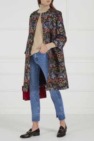 Жаккардовое пальто с цветами La Pina. Цвет: multicolor
