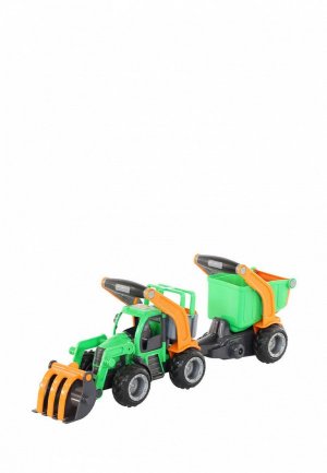 Игрушка Wader ГрипТрак, трактор-погрузчик с полуприцепом (в коробке). Цвет: зеленый