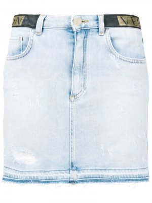 Джинсовая юбка мини Versace Collection. Цвет: синий