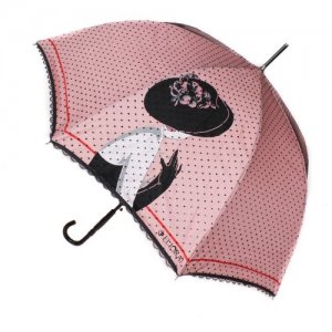 Зонт трость с куполом и принтом 121202 FJ Flioraj. Цвет: розовый